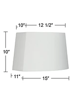 White Medium Modified Oval Lamp Shade 12.5" Wide and 10" Deep at Top x 15" Wide and 11" Deep at Bottom x 10" High (Spider) Replacement with Harp and F