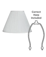 White Mushroom Pleated Medium Empire Lamp Shade 7" Top x 16" Bottom x 12" Slant x 11.25" High (Spider) Replacement with Harp and Finial