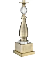 Doris Traditional Candlestick Table Lamp 30 1/2" Tall Brass Cutout Openwork Metal Outer Neutral Fabric Inner Drum Shade for Living Room Bedroom House
