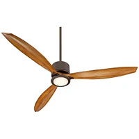 Casa Vieja 56" Rally Industrial Rustic 3 Blade Indoor Outdoor Ceiling Fan with Led Light Remote Control Oil Rubbed Bronze Koa Damp Rated for Patio Ext