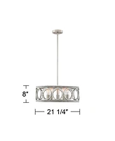 Franklin Iron Works Salima Brushed Nickel Gray Wood Pendant Chandelier Lighting 21 1/4" Wide Farmhouse Rustic Openwork Led 5-Light Fixture for Dining