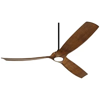70" Kona Wind Black-Koa Large Modern Coastal Indoor Ceiling Fan 3 Blade Led Light Remote Control Black Motor Brown Koa Finish Blades Bedroom Living Ro