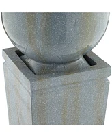 Ball and Pillar Modern Outdoor Bubbler Floor Fountain with Light Led 34 1/4" High Gray Faux Stone for Garden Patio Yard Deck Home Lawn Porch House Rel