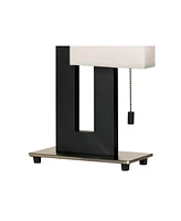 Floating Square 20 1/2" High Small Rectangular Modern Accent Table Lamp Pull Chain Black Metal Single White Shade Living Room Bedroom Bedside Nightsta