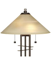 Metro Collection Planes 'n' Posts Mission Rustic Accent Table Lamp 23.5" High Bronze Cone Alabaster Art Glass Shade Decor for Living Room Bedroom Hous