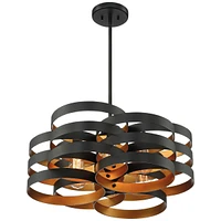 Possini Euro Design Zia Black Gold Metal Hanging Chandelier Lighting 25.50" Wide Modern Industrial 6-Light Fixture for Dining Room House Home Foyer Ki