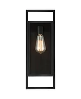 Jericho Modern Industrial Outdoor Wall Light Fixture Textured Black Metal 19" Clear Glass Panel for Exterior House Porch Patio Outside Deck Garage Yar