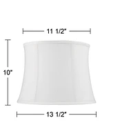 Set of 2 Softback Drum Lamp Shades White Cream Medium 11.5" Top x 13.5" Bottom x 10" High Spider with Replacement Harp and Finial Fitting