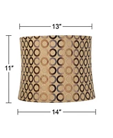 Copper Circles Medium Drum Lamp Shade 13" Top x 14" Bottom x 11" High (Spider) Replacement with Harp and Finial - Spring crest