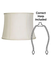 Creme Classic Medium Drum Lamp Shade 14" Top x 16" Bottom x 12" High (Spider) Replacement with Harp and Finial - Imperial Shade