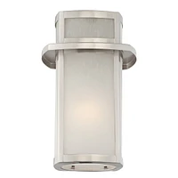 Delevan Modern Outdoor Wall Light Fixture Brushed Nickel Steel 11 1/4" Frosted Seedy Glass Damp Rated for Exterior House Porch Patio Outside Deck Gara