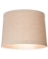 Natural Linen Medium Drum Lamp Shade 13" Top x 14" Bottom x 10" High (Spider) Replacement with Harp and Finial - Spring crest