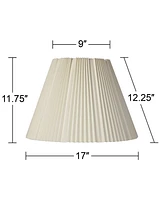 Eggshell Pleated Large Empire Lamp Shade 9" Top x 17" Bottom x 11.75" High x 12.25" Slant (Spider) Replacement with Harp and Finial - Springcrest