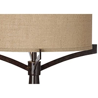 Tremont Rustic Farmhouse Table Lamp 31 1/2" Tall Allegheny Bronze Brown Iron Burlap Fabric Drum Shade for Bedroom Living Room House Home Bedside Night