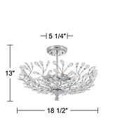 Brielle Modern Ceiling Light Semi Flush Mount 4-Light Fixture 18 1/2" Wide Chrome Vine Bowl Clear Beaded for Bedroom Kitchen Living Family Room Hallwa