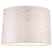 Off-White with Silver Circles Medium Drum Lamp Shade 15" Top x 16" Bottom x 11" High (Spider) Replacement with Harp and Finial - Spring crest