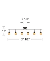 Pro Track Elm Park 6-Head Ceiling Track Light Fixture Kit Spot-Light Directional Adjustable Monorail Brown Bronze Finish Amber Glass Western Kitchen B