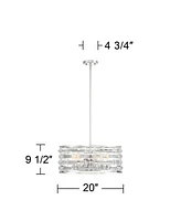 Possini Euro Design Smart Polished Nickel Pendant Chandelier Lighting 20" Wide Modern Drum Clear Crystal 6-Light Fixture for Dining Room Living House