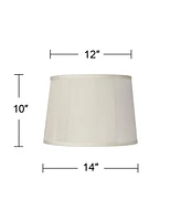 Medium Round Softback Off-White Tapered Drum Lamp Shade 12" Top x 14" Bottom x 10" High (Spider) Replacement with Harp and Finial - Springcrest