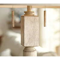 Barnes and Ivy Baluster Traditional Country Cottage Natural Standing Floor Lamp 63.5" Tall Rustic Whitewashed Pickled Wood Oatmeal Linen Fabric Drum S