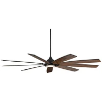 72" Tahoe Breeze Industrial Indoor Outdoor Ceiling Fan with Led Light Remote Control Matte Black Dark Walnut Wood Damp Rated for Patio Exterior House