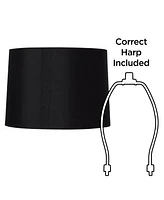 Set of 2 Black Medium Hardback Tapered Drum Lamp Shades 13" Top x 14" Bottom x 10.25" High (Spider) Replacement with Harp and Finial - Spring crest