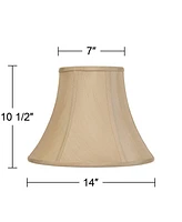 Set of 2 Taupe Medium Bell Lamp Shades 7" Top x 14" Bottom x 11" High (Spider) Replacement with Harp and Finial - Imperial Shade