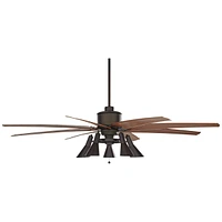 72" Predator Rustic Farmhouse Indoor Ceiling Fan with Led Light Remote Control English Bronze Metal Cherry for Living Room Kitchen House Bedroom Famil