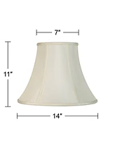 Set of 2 Creme Medium Bell Lamp Shades 7" Top x 14" Bottom x 11" High Replacement with Harp and Finial - Imperial Shade