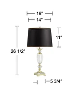 Traditional Table Lamp 26 1/2" High Brass Metal Clear Cut Glass Urn Black Hardback Drum Shade Decor for Living Room Bedroom House Bedside Nightstand H