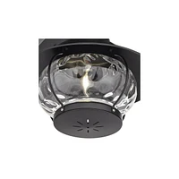 44" Plaza Dc Mid Century Modern Industrial 3 Blade Indoor Outdoor Ceiling Fan with Light Led Remote Control Matte Black Glass Damp Rated Patio Exterio