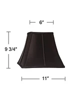 Set of 2 Square Curved Lamp Shades Bavarian Black Small 6" Top x 11" Bottom x 9.75" High Spider with Replacement Harp and Finial Fitting