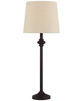 Carter Traditional Table 3 Piece Floor and Table Lamp Set Bronze Metal Oatmeal Drum Shade Decor for Living Room Bedroom House Bedside Nightstand Home