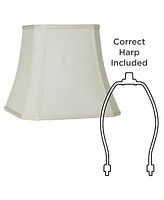 Creme Small Square Cut Corner Lamp Shade 8" Top x 12" Bottom x 11" Slant x 10.5" High (Spider) Replacement with Harp and Finial - Imperial Shade