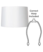 White Fabric Medium Hardback Lamp Shade 15" Top x 16" Bottom x 11" High (Spider) Replacement with Harp and Finial - Springcrest