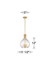 Houten Soft Gold Metal Mini Cluster Pendant Chandelier 11 1/2" Wide Modern Clear Glass Shade 3-Light Fixture for Dining Room House Foyer Entryway Kitc