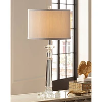 Aline 26 1/2" Tall Traditional Table Lamp Clear Crystal Single Gray Shade Living Room Bedroom Bedside Nightstand House Office Home Reading Kitchen Ent