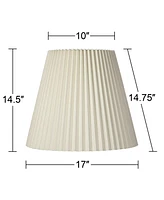 Springcrest 10" Top x 17" Bottom x 14 1/2" High x 14 3/4" Slant Lamp Shade Replacement Large Ivory White Bell Round Traditional Pleated Spider Harp Fi