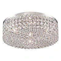 Vienna Full Spectrum Velie Close To Ceiling Light Flush Mount Fixture 12" Wide Chrome Round Crystal Glass Drum Shade for Bedroom Hallway Living Room D