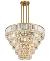 Vienna Full Spectrum Magnificence Soft Gold Pendant Chandelier 23 3/4" Wide Modern Led 5-Tiered Clear Faceted Crystal Glass 15-Light Fixture for Dinin