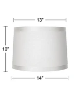 Set of 2 White Fabric Medium Drum Lamp Shades 13" Top x 14" Bottom x 10" High (Spider) Replacement with Harp and Finial - Spring crest