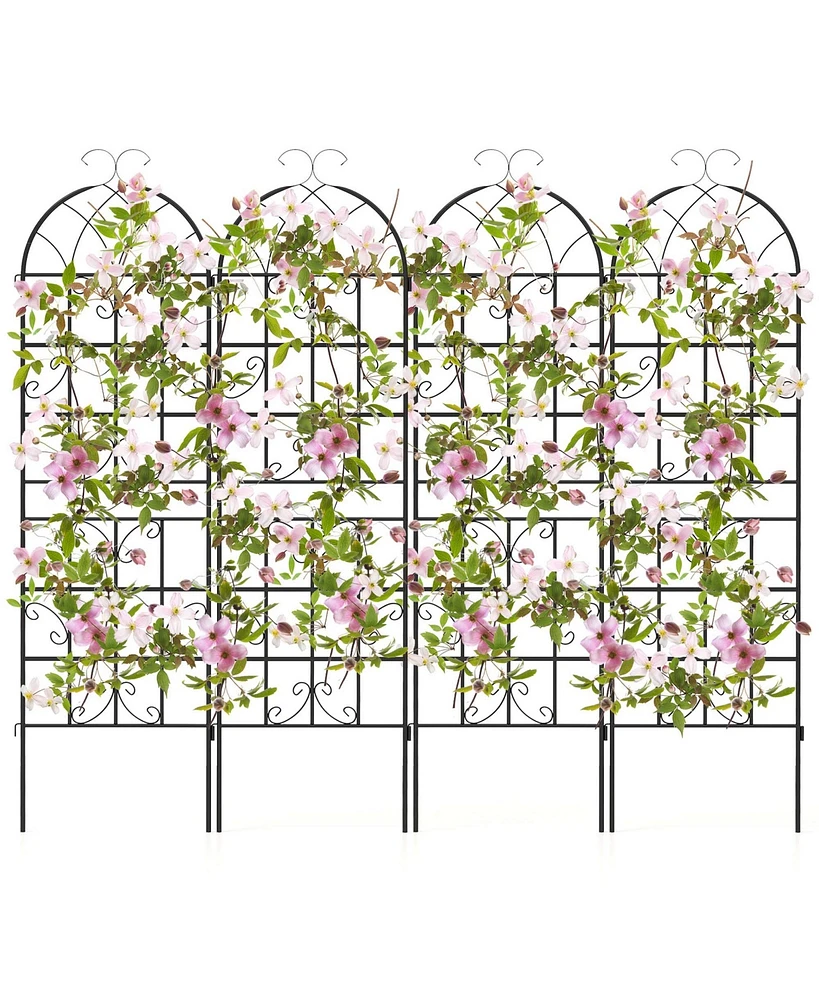 Costway 71" Tall Metal Garden Trellis for Climbing Plants 2 Pack Fence Panels Retro