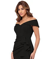 Xscape Petite Off-The-Shoulder Sweetheart Ruffle Dress