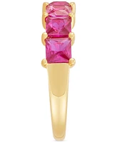 Lab-Grown Ruby Princess-Cut Seven Stone Band (2-7/8 ct. t.w.) in 14k Gold-Plated Sterling Silver