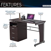 Computer Desk With Ample Storage, Chocolate
