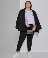 Karl Lagerfeld Paris Plus Size Fringe Trimmed Blazer Embroidered T Shirt Zipper Hem Leggings