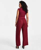 Bar Iii Petite Mock Neck Sleeveless Top Pleated Wide Leg Pants Created For Macys