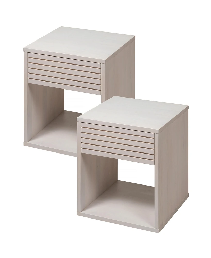Woodek Floating Nightstand Set Of 2 Hardwood Nightstands With Open Shelf - Versatile Bedside Table For Bedroom