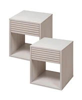 Woodek Floating Nightstand Set Of 2 Hardwood Nightstands With Open Shelf - Versatile Bedside Table For Bedroom
