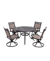 Mondawe 5 Pieces Patio Furniture 28 in. H Cast Aluminum Round Table Dining Sets with Umbrella Hole